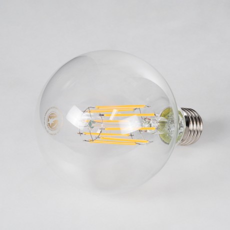 Λάμπα LED Long Filament E27 G95 Γλόμπος 12W 1200lm 360° AC 220-240V IP20 Φ9.5 x Υ13.5cm Θερμό Λευκό 2700K με Διάφανο Γυαλί - Dimmable