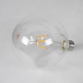 Λάμπα LED Long Filament E27 G125 Γλόμπος 4W 400lm 360° AC 220-240V IP20 Φ12.5 x Υ18cm Θερμό Λευκό 2700K με Διάφανο Γυαλί - Dimmable