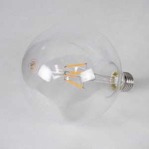 Λάμπα LED Long Filament E27 G125 Γλόμπος 4W 400lm 360° AC 220-240V IP20 Φ12.5 x Υ18cm Θερμό Λευκό 2700K με Διάφανο Γυαλί - Dimmable