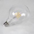 Λάμπα LED Long Filament E27 G125 Γλόμπος 4W 400lm 360° AC 220-240V IP20 Φ12.5 x Υ18cm Θερμό Λευκό 2700K με Διάφανο Γυαλί - Dimmable