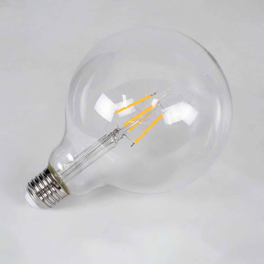 Λάμπα LED Long Filament E27 G125 Γλόμπος 4W 400lm 360° AC 220-240V IP20 Φ12.5 x Υ18cm Θερμό Λευκό 2700K με Διάφανο Γυαλί - Dimmable