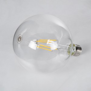 Λάμπα LED Long Filament E27 G125 Γλόμπος 8W 800lm 360° AC 220-240V IP20 Φ12.5 x Υ18cm Θερμό Λευκό 2700K με Διάφανο Γυαλί - Dimmable