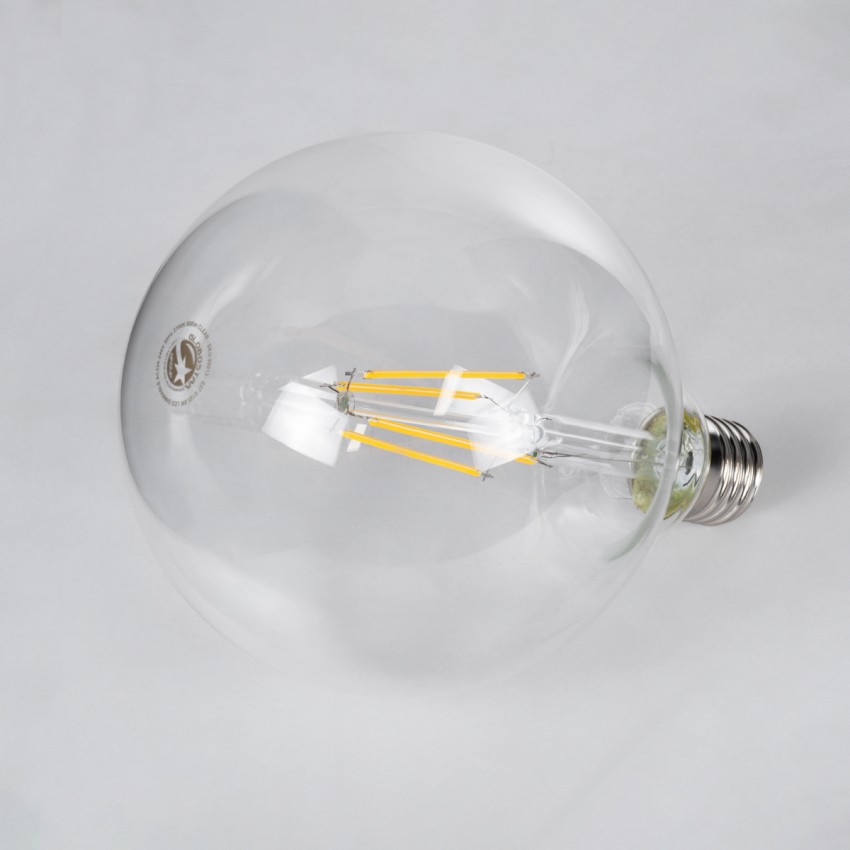 Λάμπα LED Long Filament E27 G125 Γλόμπος 8W 800lm 360° AC 220-240V IP20 Φ12.5 x Υ18cm Θερμό Λευκό 2700K με Διάφανο Γυαλί - Dimmable