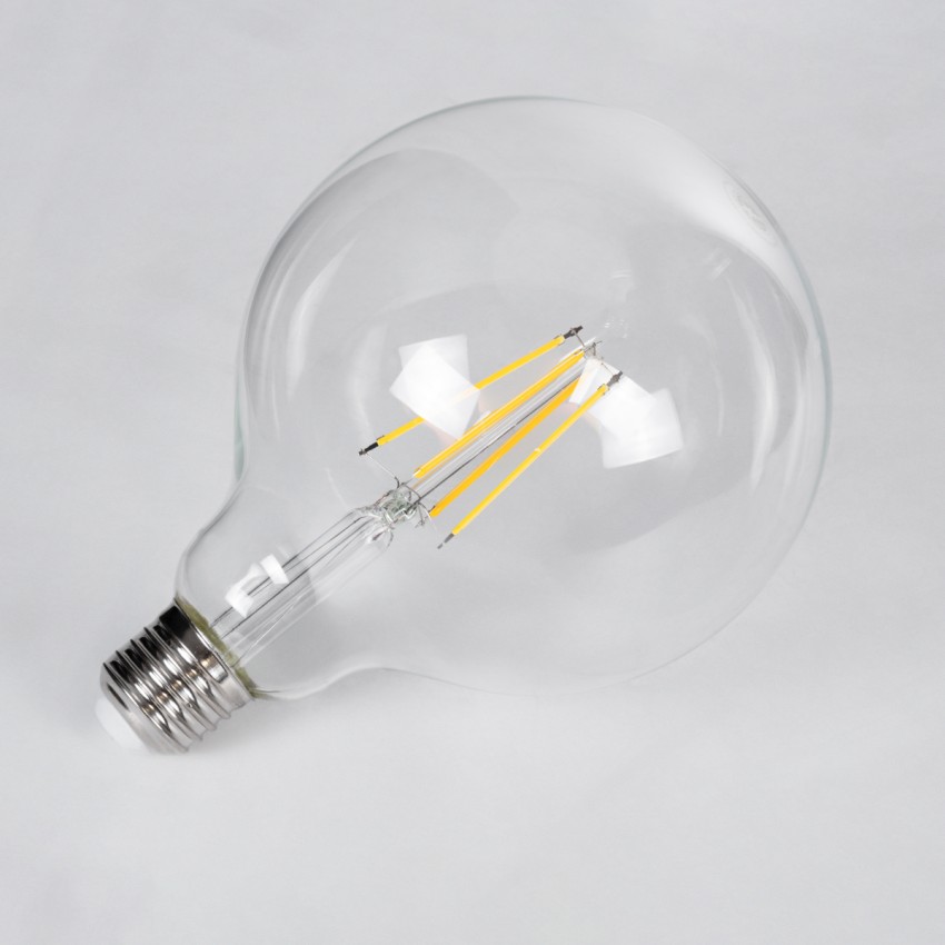 Λάμπα LED Long Filament E27 G125 Γλόμπος 8W 800lm 360° AC 220-240V IP20 Φ12.5 x Υ18cm Θερμό Λευκό 2700K με Διάφανο Γυαλί - Dimmable