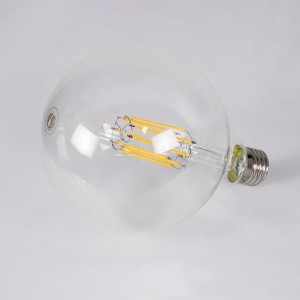 Λάμπα LED Long Filament E27 G125 Γλόμπος 12W 1200lm 360° AC 220-240V IP20 Φ12.5 x Υ18cm Θερμό Λευκό 2700K με Διάφανο Γυαλί - Dimmable