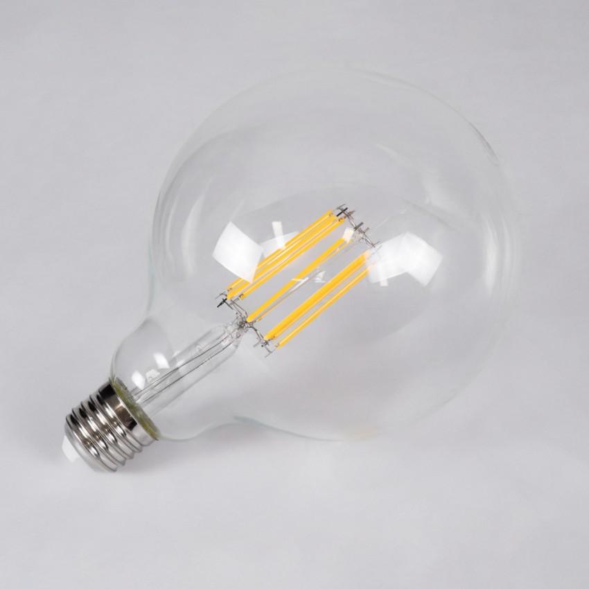 Λάμπα LED Long Filament E27 G125 Γλόμπος 12W 1200lm 360° AC 220-240V IP20 Φ12.5 x Υ18cm Θερμό Λευκό 2700K με Διάφανο Γυαλί - Dimmable