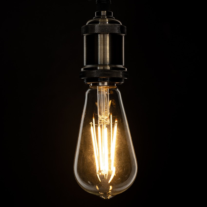 Λάμπα LED Long Filament E27 ST64 Αχλάδι 10W 1000lm 360° AC 220-240V IP20 Φ6.4 x Υ14cm Θερμό Λευκό 2700K με Διάφανο Γυαλί - Dimmable