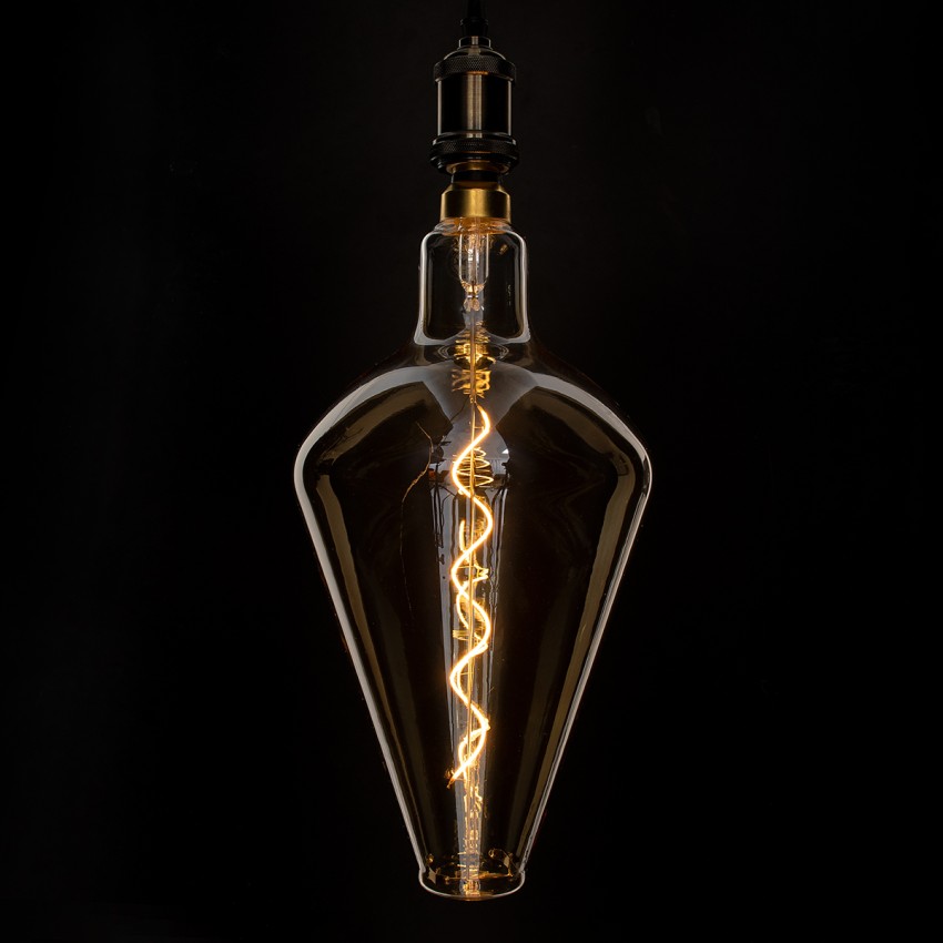 Λάμπα LED Soft S Spiral Filament E27 BA200 ROCKET Γλόμπος 6W 420lm 360° AC 220-240V IP20 Φ20 x Υ41.5cm Ultra Θερμό Λευκό 2200K με Μελί Γυαλί - Dimmable