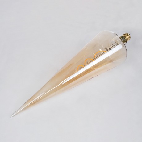 Λάμπα LED Soft S Spiral Filament E27 CT100 SPEAR Γλόμπος 6W 420lm 360° AC 220-240V IP20 Φ10 x Υ28cm Ultra Θερμό Λευκό 2200K με Μελί Γυαλί - Dimmable