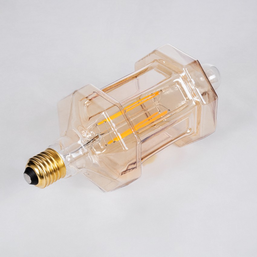 Λάμπα LED Long Filament E27 FT95 LANTERN Γλόμπος 8W 650lm 360° AC 220-240V IP20 Φ9.5 x Υ21.5cm Ultra Θερμό Λευκό 2200K με Μελί Γυαλί - Dimmable