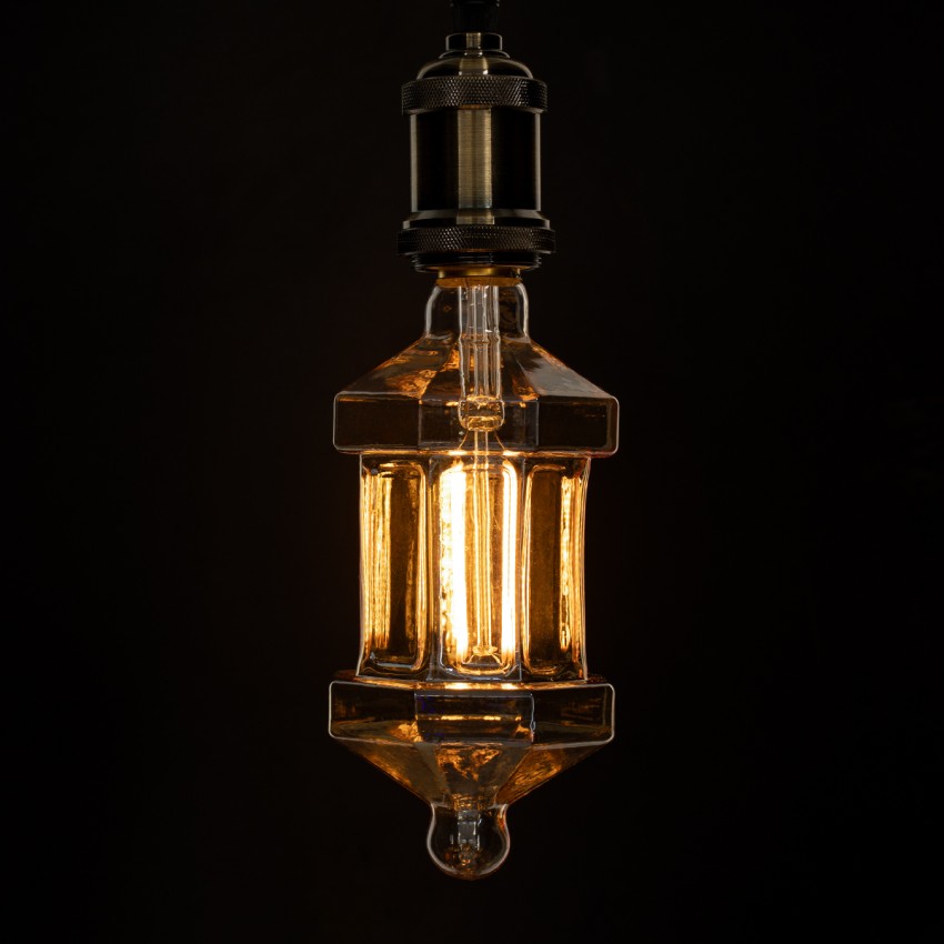 Λάμπα LED Long Filament E27 FT95 LANTERN Γλόμπος 8W 650lm 360° AC 220-240V IP20 Φ9.5 x Υ21.5cm Ultra Θερμό Λευκό 2200K με Μελί Γυαλί - Dimmable