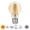 LED Long Filament Bulb E27 A60 Globe 8W 720lm 360° AC 220-240V IP20 D6 x H10.5cm Ultra Θερμό Λευκό 2200K με Μελί Γυαλί - Dimmable