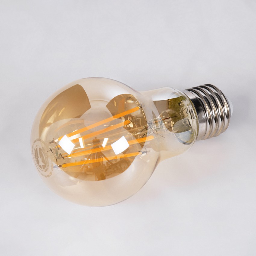 LED Long Filament Bulb E27 A60 Globe 8W 720lm 360° AC 220-240V IP20 D6 x H10.5cm Ultra Θερμό Λευκό 2200K με Μελί Γυαλί - Dimmable