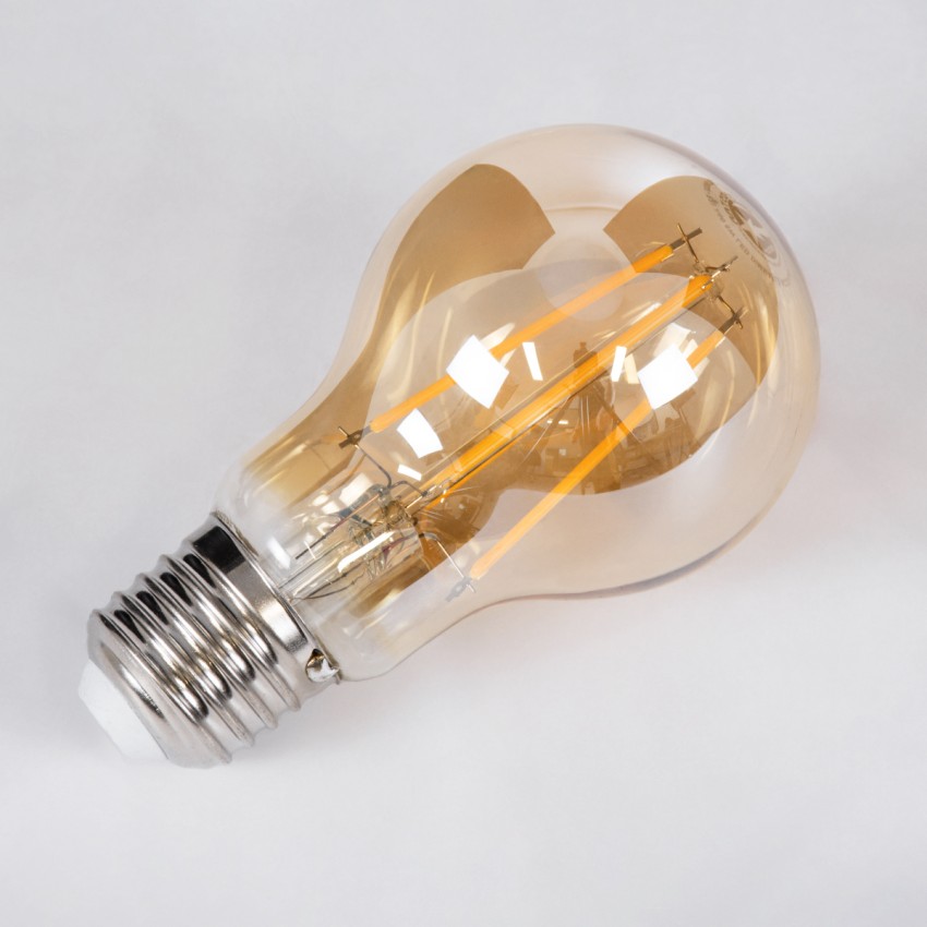 LED Long Filament Bulb E27 A60 Globe 8W 720lm 360° AC 220-240V IP20 D6 x H10.5cm Ultra Θερμό Λευκό 2200K με Μελί Γυαλί - Dimmable