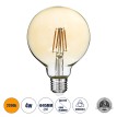 LED Long Filament Bulb E27 G95 Globe 4W 350lm 360° AC 220-240V IP20 D9.5 x H13.5cm Ultra Θερμό Λευκό 2200K με Μελί Γυαλί - Dimmable