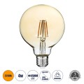 LED Long Filament Bulb E27 G95 Globe 4W 350lm 360° AC 220-240V IP20 D9.5 x H13.5cm Ultra Θερμό Λευκό 2200K με Μελί Γυαλί - Dimmable