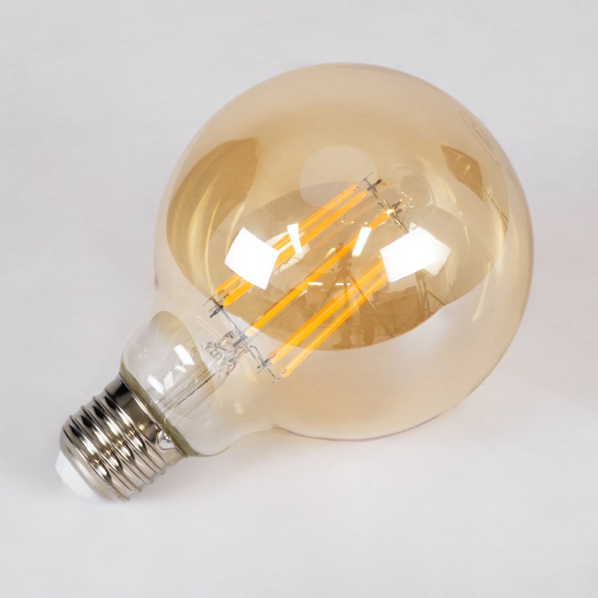 LED Long Filament Bulb E27 G95 Globe 12W 1080lm 360° AC 220-240V IP20 D9.5 x H13.5cm Ultra Θερμό Λευκό 2200K με Μελί Γυαλί - Dimmable