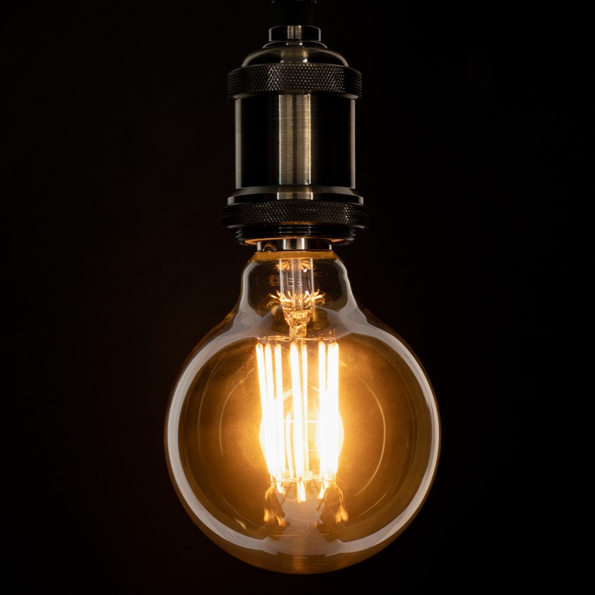 LED Long Filament Bulb E27 G95 Globe 12W 1080lm 360° AC 220-240V IP20 D9.5 x H13.5cm Ultra Θερμό Λευκό 2200K με Μελί Γυαλί - Dimmable