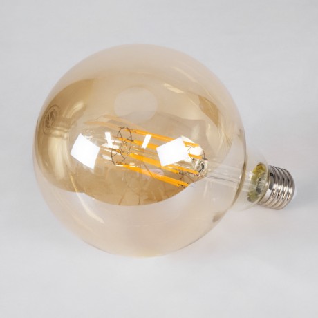 Λάμπα LED Long Filament E27 G125 Γλόμπος 12W 1080lm 360° AC 220-240V IP20 Φ12.5 x Υ18cm Ultra Θερμό Λευκό 2200K με Μελί Γυαλί - Dimmable