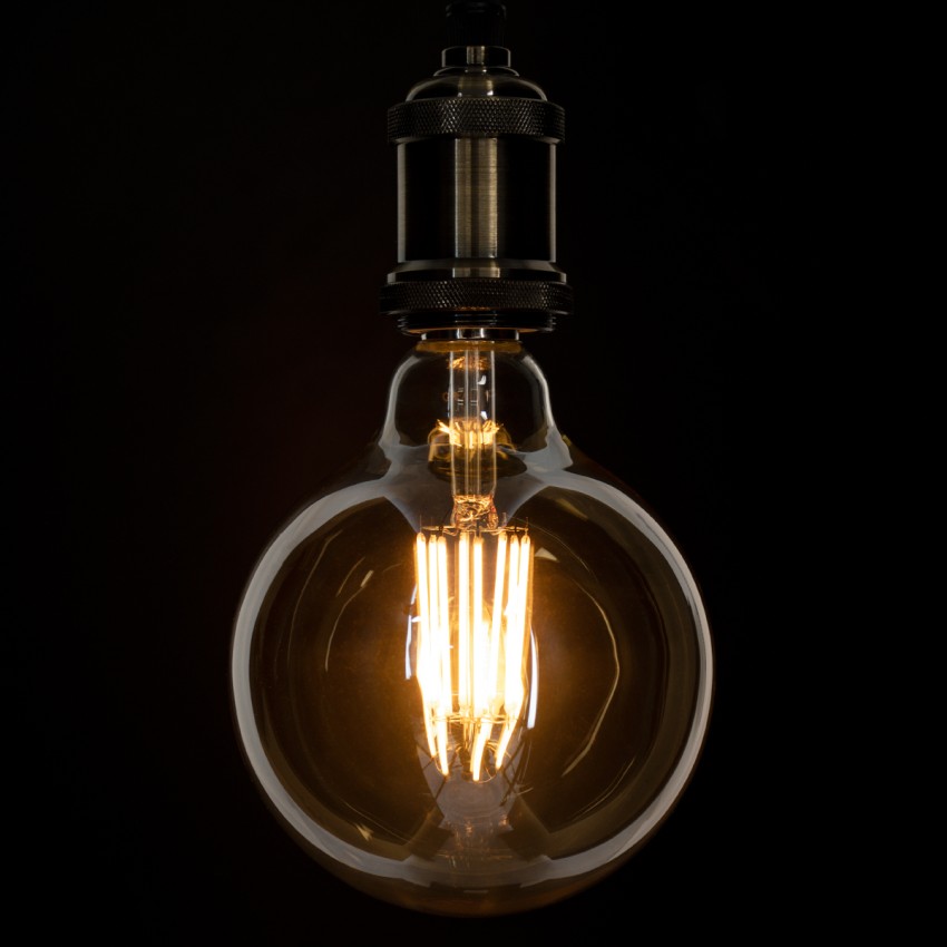 Λάμπα LED Long Filament E27 G125 Γλόμπος 12W 1080lm 360° AC 220-240V IP20 Φ12.5 x Υ18cm Ultra Θερμό Λευκό 2200K με Μελί Γυαλί - Dimmable