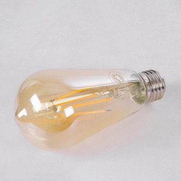 Λάμπα LED Long Filament E27 ST64 Αχλάδι 8W 720lm 360° AC 220-240V IP20 Φ6.4 x Υ14cm Ultra Θερμό Λευκό 2200K με Μελί Γυαλί - Dimmable