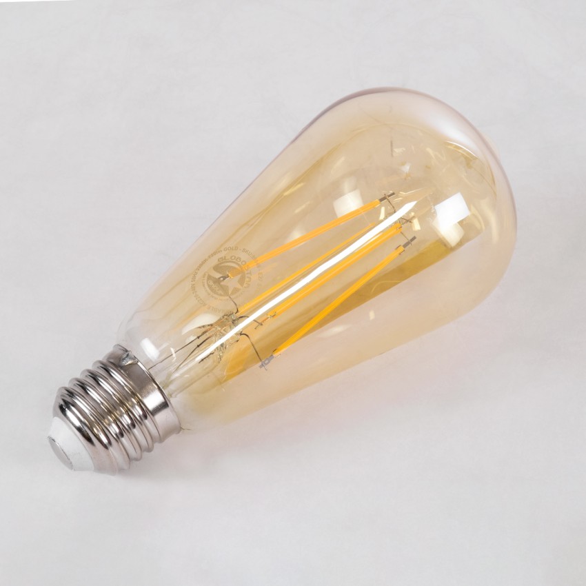 Λάμπα LED Long Filament E27 ST64 Αχλάδι 8W 720lm 360° AC 220-240V IP20 Φ6.4 x Υ14cm Ultra Θερμό Λευκό 2200K με Μελί Γυαλί - Dimmable