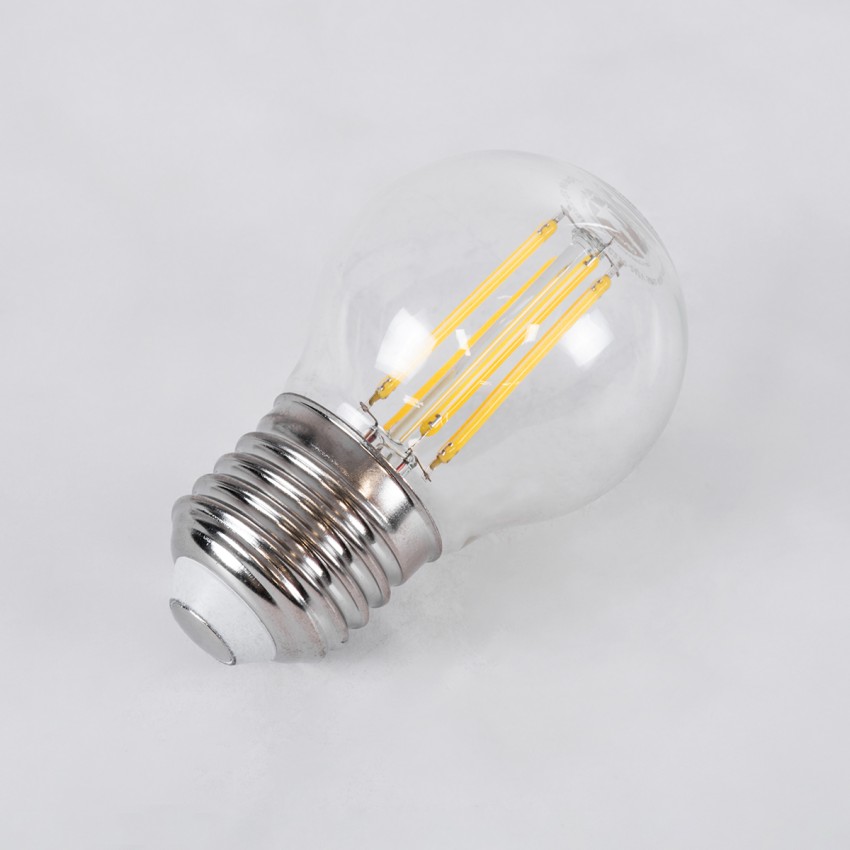 Λάμπα LED Long Filament E27 G45 Γλομπάκι 6W 660lm 360° AC 220-240V IP20 Φ4.5 x Υ7.5cm Φυσικό Λευκό 4000K με Διάφανο Γυαλί - Dimmable