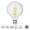 Λάμπα LED Long Filament E27 G125 Γλόμπος 12W 1320lm 360° AC 220-240V IP20 Φ12.5 x Υ18cm Φυσικό Λευκό 4000K με Διάφανο Γυαλί - Dimmable