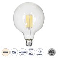 Λάμπα LED Long Filament E27 G125 Γλόμπος 12W 1320lm 360° AC 220-240V IP20 Φ12.5 x Υ18cm Φυσικό Λευκό 4000K με Διάφανο Γυαλί - Dimmable