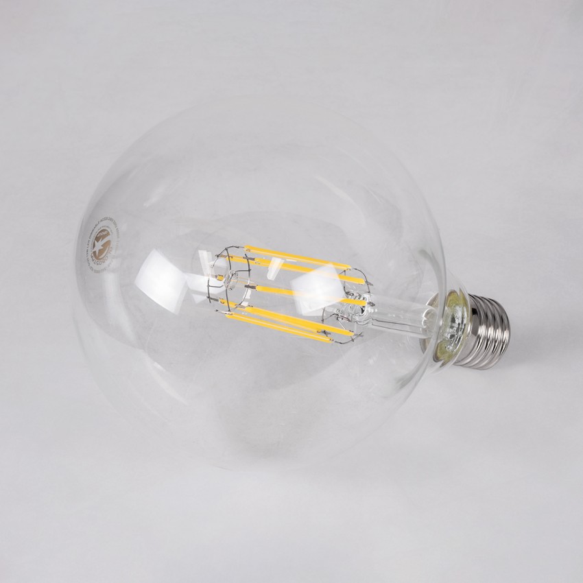 Λάμπα LED Long Filament E27 G125 Γλόμπος 12W 1320lm 360° AC 220-240V IP20 Φ12.5 x Υ18cm Φυσικό Λευκό 4000K με Διάφανο Γυαλί - Dimmable