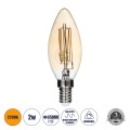 Λάμπα LED Ultra Thin Soft S Spiral Filament E14 C35 Κεράκι 2W 140lm 360° AC 220-240V IP20 Φ3.5 x Υ10.5cm Ultra Θερμό Λευκό 2200K με Μελί Γυαλί - Dimmable
