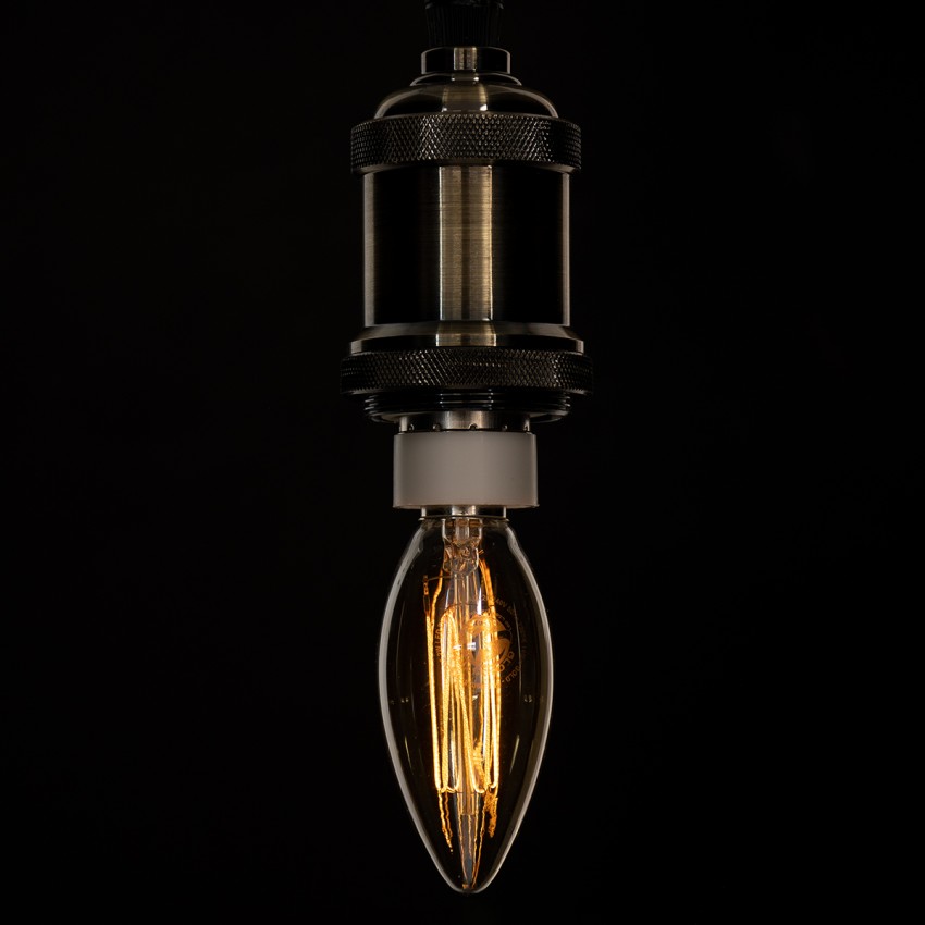 Λάμπα LED Ultra Thin Soft S Spiral Filament E14 C35 Κεράκι 2W 140lm 360° AC 220-240V IP20 Φ3.5 x Υ10.5cm Ultra Θερμό Λευκό 2200K με Μελί Γυαλί - Dimmable