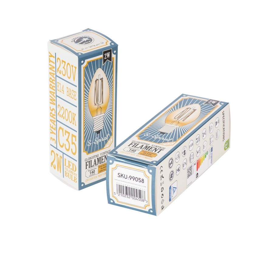 Λάμπα LED Ultra Thin Soft S Spiral Filament E14 C35 Κεράκι 2W 140lm 360° AC 220-240V IP20 Φ3.5 x Υ10.5cm Ultra Θερμό Λευκό 2200K με Μελί Γυαλί - Dimmable