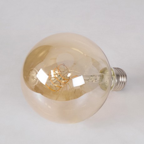 Λάμπα LED Ultra Thin Soft S Spiral Filament E27 G95 Γλόμπος 4W 280lm 360° AC 220-240V IP20 Φ9.5 x Υ13.5cm Ultra Θερμό Λευκό 2200K με Μελί Γυαλί - Dimmable