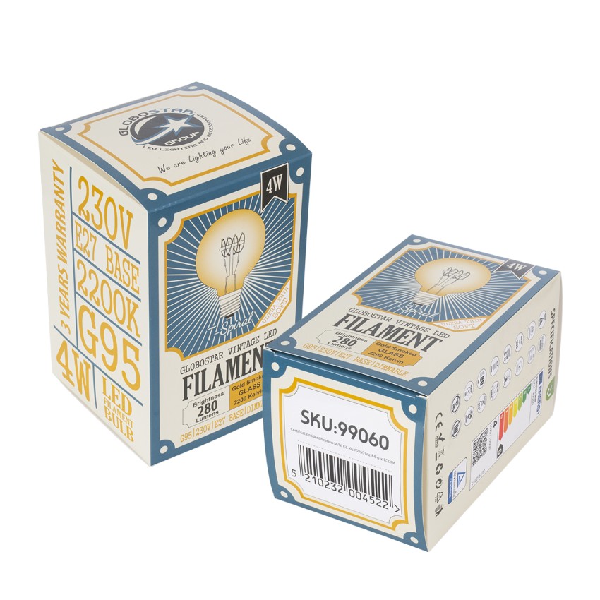 Λάμπα LED Ultra Thin Soft S Spiral Filament E27 G95 Γλόμπος 4W 280lm 360° AC 220-240V IP20 Φ9.5 x Υ13.5cm Ultra Θερμό Λευκό 2200K με Μελί Γυαλί - Dimmable