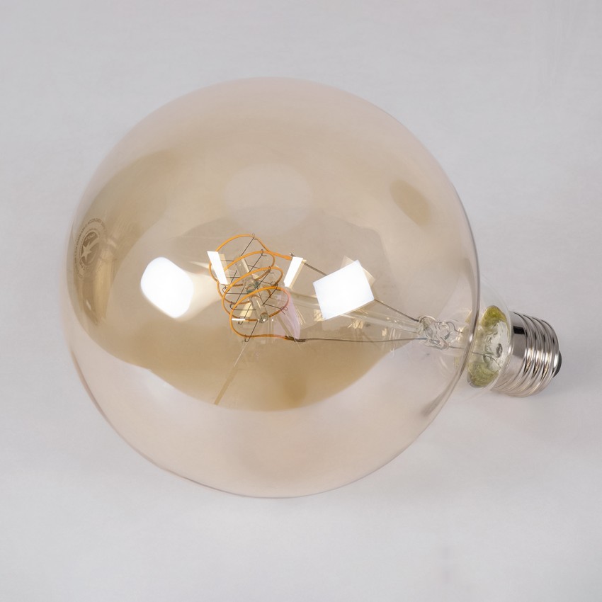 Λάμπα LED Ultra Thin Soft S Spiral Filament E27 G125 Γλόμπος 4W 280lm 360° AC 220-240V IP20 Φ12.5 x Υ18cm Ultra Θερμό Λευκό 2200K με Μελί Γυαλί - Dimmable