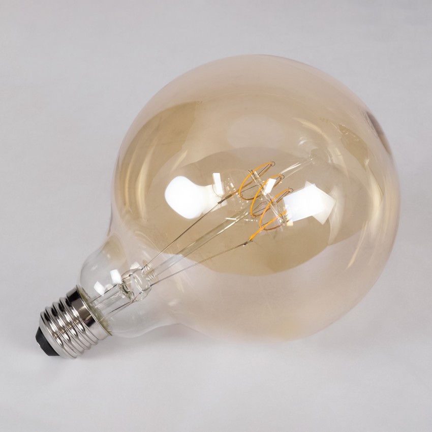 Λάμπα LED Ultra Thin Soft S Spiral Filament E27 G125 Γλόμπος 4W 280lm 360° AC 220-240V IP20 Φ12.5 x Υ18cm Ultra Θερμό Λευκό 2200K με Μελί Γυαλί - Dimmable