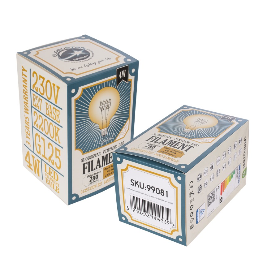 Λάμπα LED Ultra Thin Soft S Spiral Filament E27 G125 Γλόμπος 4W 280lm 360° AC 220-240V IP20 Φ12.5 x Υ18cm Ultra Θερμό Λευκό 2200K με Μελί Γυαλί - Dimmable