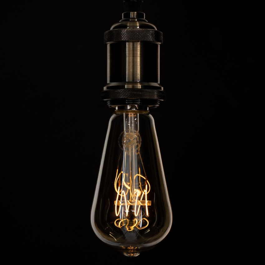 Λάμπα LED Ultra Thin Soft S Spiral Filament E27 ST64 Αχλάδι 4W 280lm 360° AC 220-240V IP20 Φ6.4 x Υ14cm Ultra Θερμό Λευκό 2200K με Μελί Γυαλί - Dimmable