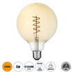 Λάμπα LED Soft S Spiral Filament E27 G125 Γλόμπος 4W 280lm 360° AC 220-240V IP20 Φ12.5 x Υ18cm Ultra Θερμό Λευκό 2200K με Μελί Γυαλί - Dimmable