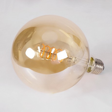Λάμπα LED Soft S Spiral Filament E27 G125 Γλόμπος 4W 280lm 360° AC 220-240V IP20 Φ12.5 x Υ18cm Ultra Θερμό Λευκό 2200K με Μελί Γυαλί - Dimmable