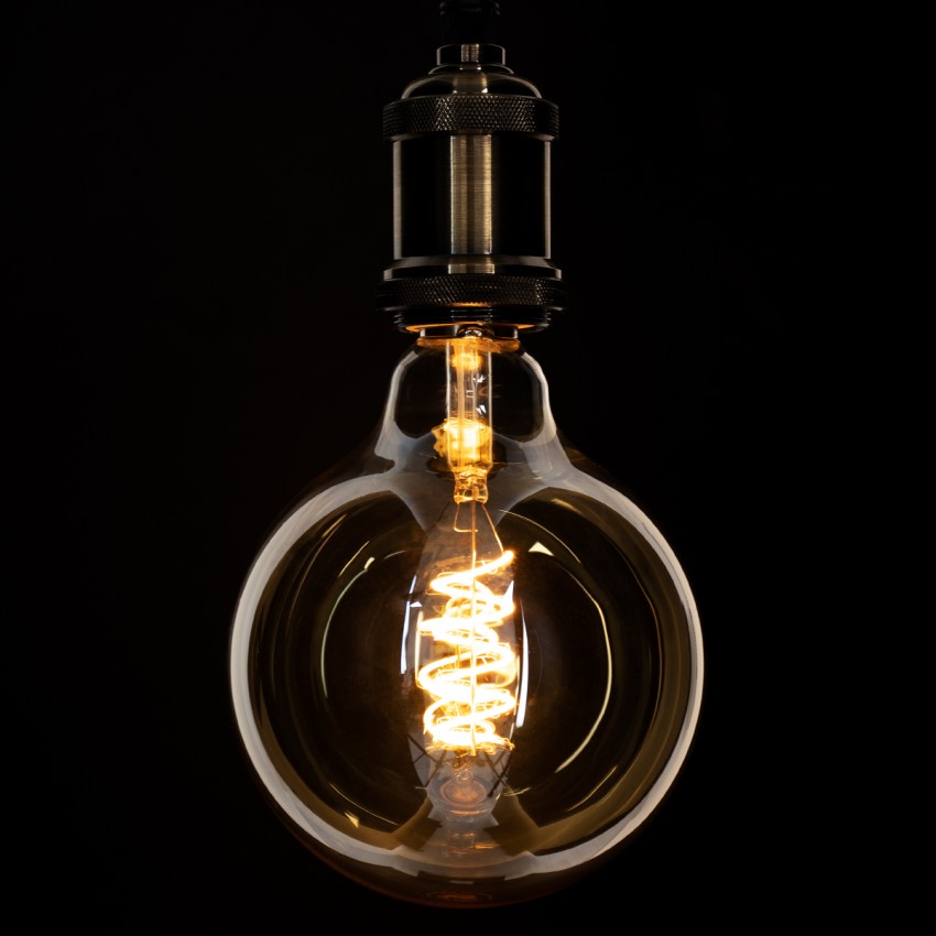 Λάμπα LED Soft S Spiral Filament E27 G125 Γλόμπος 4W 280lm 360° AC 220-240V IP20 Φ12.5 x Υ18cm Ultra Θερμό Λευκό 2200K με Μελί Γυαλί - Dimmable