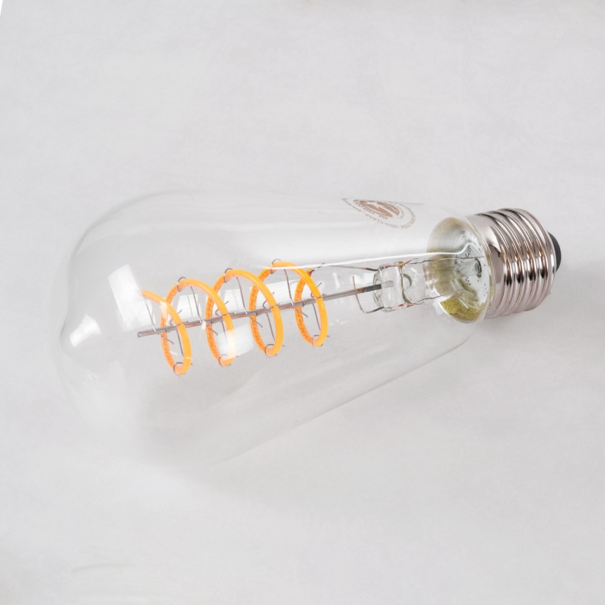 Λάμπα LED Soft S Spiral Filament E27 ST64 Αχλάδι 4W 300lm 360° AC 220-240V IP20 Φ6.4 x Υ14cm Θερμό Λευκό 2700K με Διάφανο Γυαλί - Dimmable