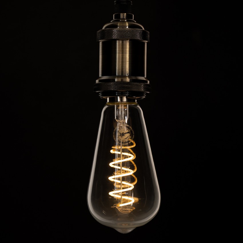 Λάμπα LED Soft S Spiral Filament E27 ST64 Αχλάδι 4W 300lm 360° AC 220-240V IP20 Φ6.4 x Υ14cm Θερμό Λευκό 2700K με Διάφανο Γυαλί - Dimmable