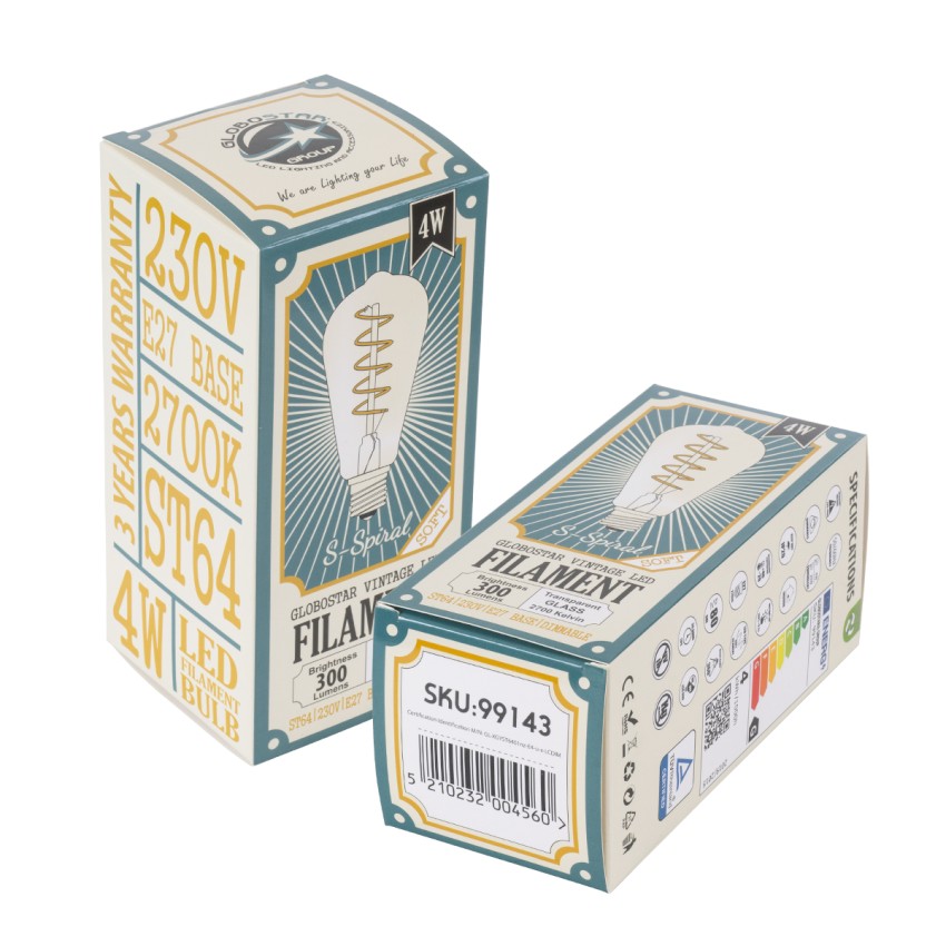 Λάμπα LED Soft S Spiral Filament E27 ST64 Αχλάδι 4W 300lm 360° AC 220-240V IP20 Φ6.4 x Υ14cm Θερμό Λευκό 2700K με Διάφανο Γυαλί - Dimmable
