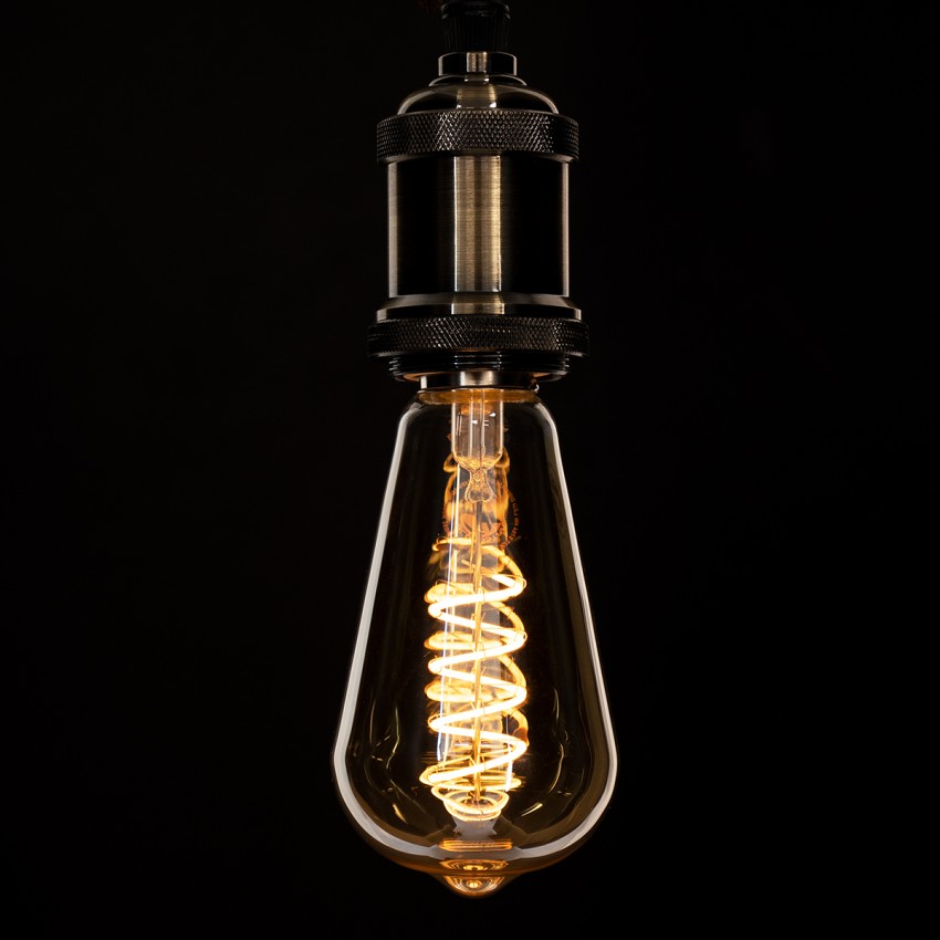 Λάμπα LED Soft S Spiral Filament E27 ST64 Αχλάδι 4W 280lm 360° AC 220-240V IP20 Φ6.4 x Υ14cm Ultra Θερμό Λευκό 2200K με Μελί Γυαλί - Dimmable