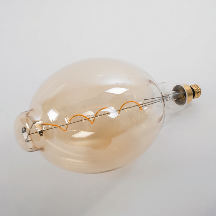 Λάμπα LED Soft S Spiral Filament E27 BT180 MANGOS Γλόμπος 6W 420lm 360° AC 220-240V IP20 Φ18 x Υ39cm Ultra Θερμό Λευκό 2200K με Μελί Γυαλί - Dimmable