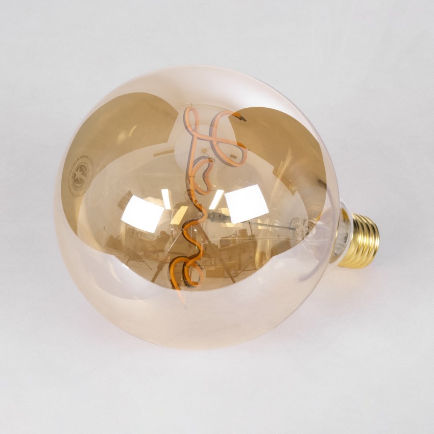 Λάμπα LED Ultra Thin Soft S Spiral Letter Filament E27 G125 LOVE Γλόμπος 2.4W 204lm 360° AC 220-240V IP20 Φ12.5 x Υ18cm Ultra Θερμό Λευκό 2200K με Μελί Γυαλί - Dimmable