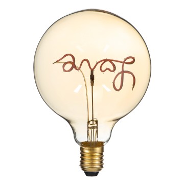 Λάμπα LED Ultra Thin Soft S Spiral Letter Filament E27 G125 LOVE Γλόμπος 2.4W 204lm 360° AC 220-240V IP20 Φ12.5 x Υ18cm Κόκκινο με Μελί Γυαλί - Dimmable