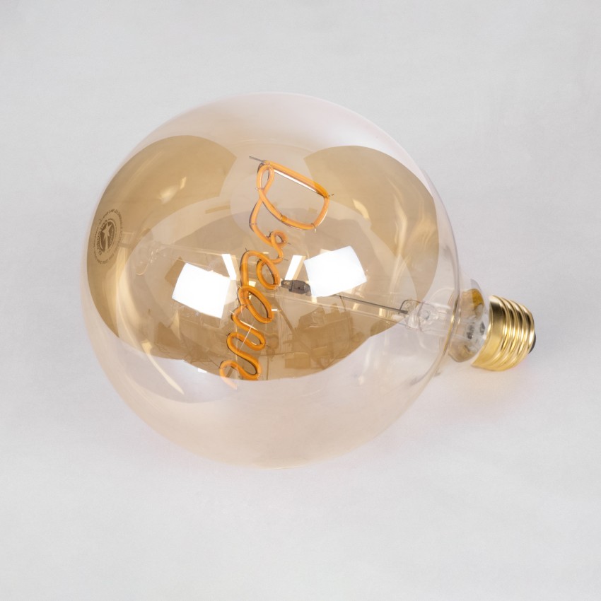 Λάμπα LED Ultra Thin Soft S Spiral Letter Filament E27 G125 DREAM Γλόμπος 2.4W 204lm 360° AC 220-240V IP20 Φ12.5 x Υ18cm Ultra Θερμό Λευκό 2200K με Μελί Γυαλί - Dimmable